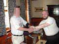 Graeme congratulates ace-boinker Garry